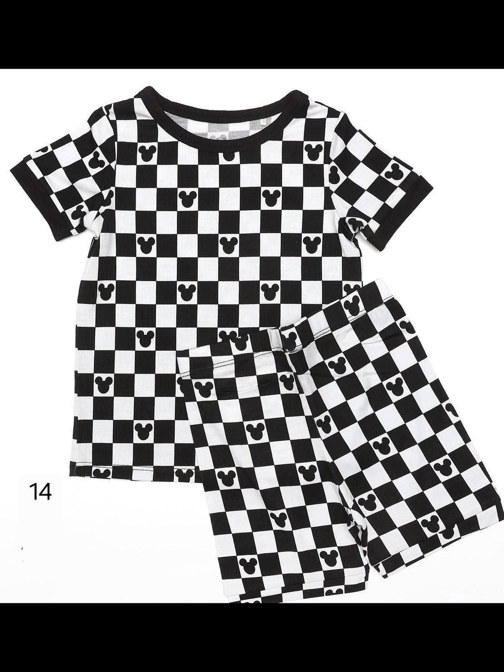 Black & White Checkerboard Kids Pajama Set with Mickey